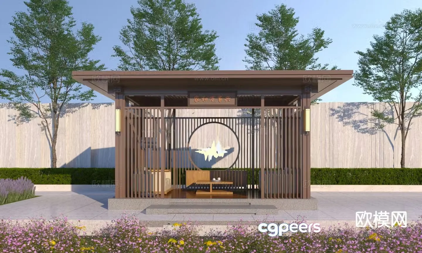 New Chinese style villa courtyard garden pavilion landscape pavilion 3D model