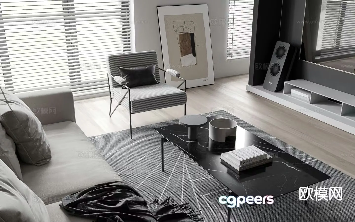 High-end gray coffee table 3D model
