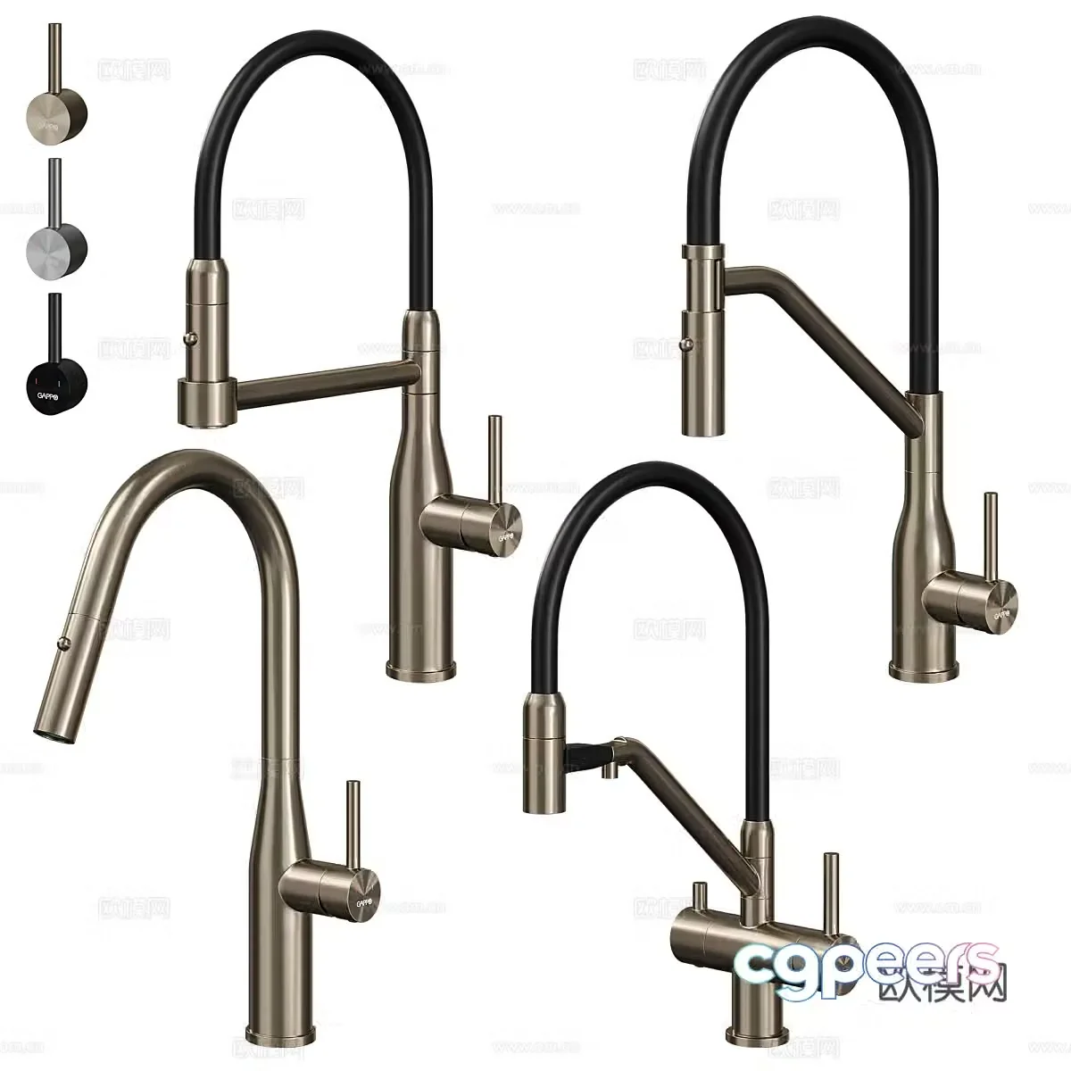Modern light luxury Gappo kitchen faucet 3D model