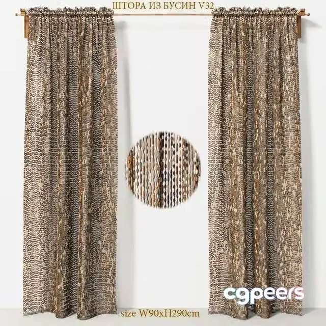 3ds Max Free – Curtains made of wooden beads V32