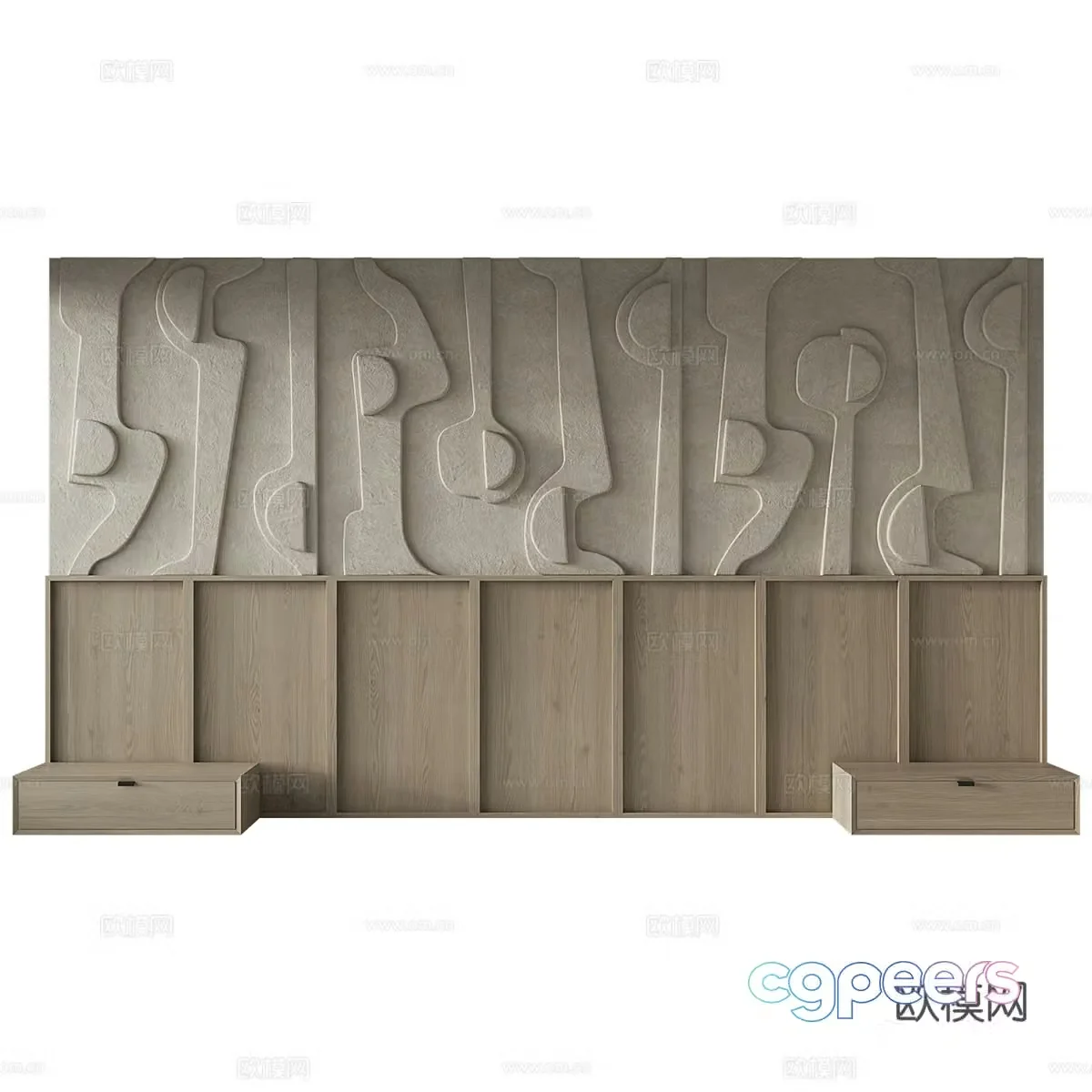 New Chinese style wabisa bedside background wall 3D model