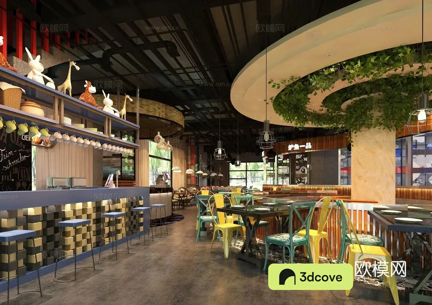 Industrial style western restaurant all-day dining restaurant
