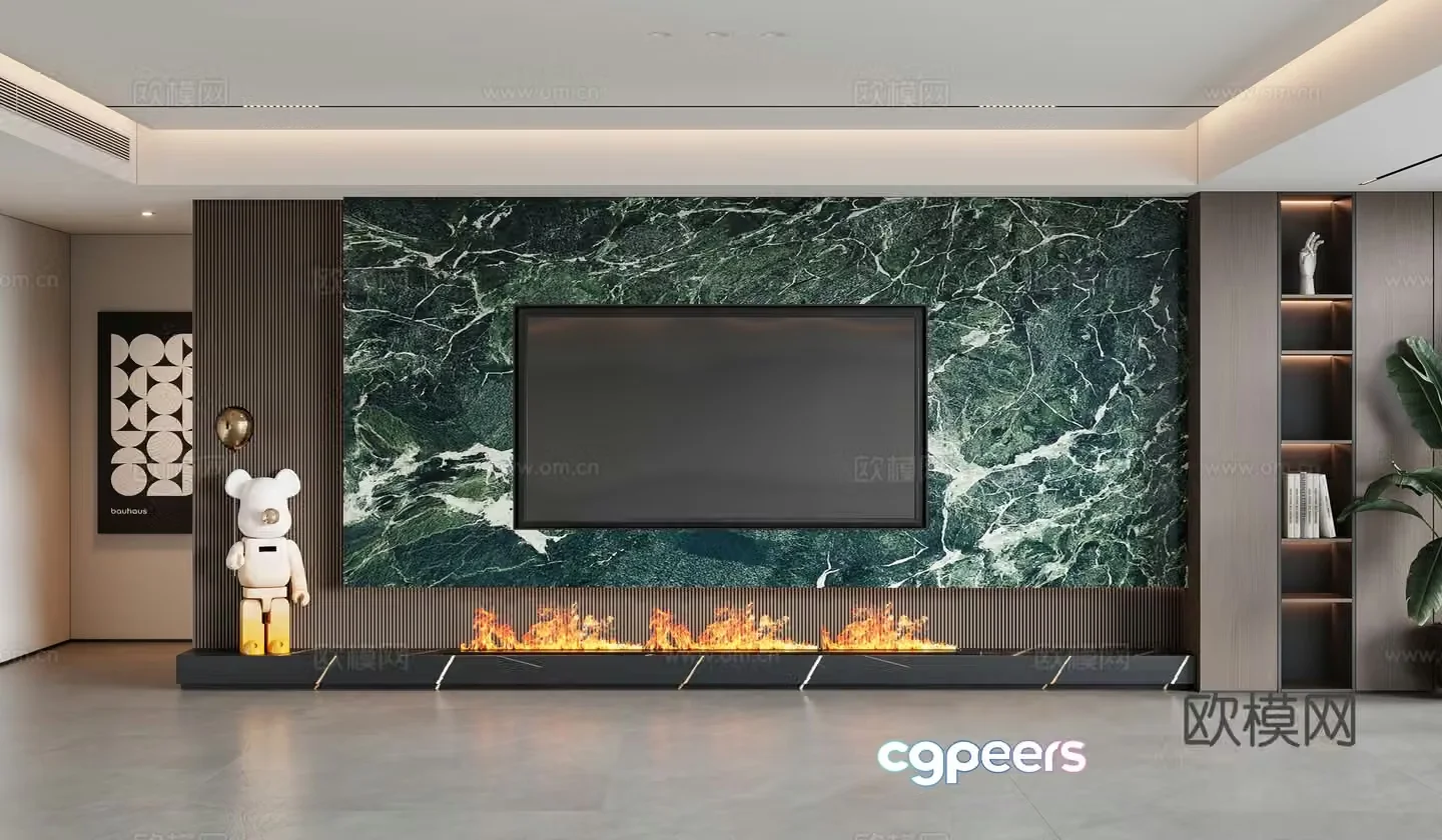 Modern TV background wall 3d model