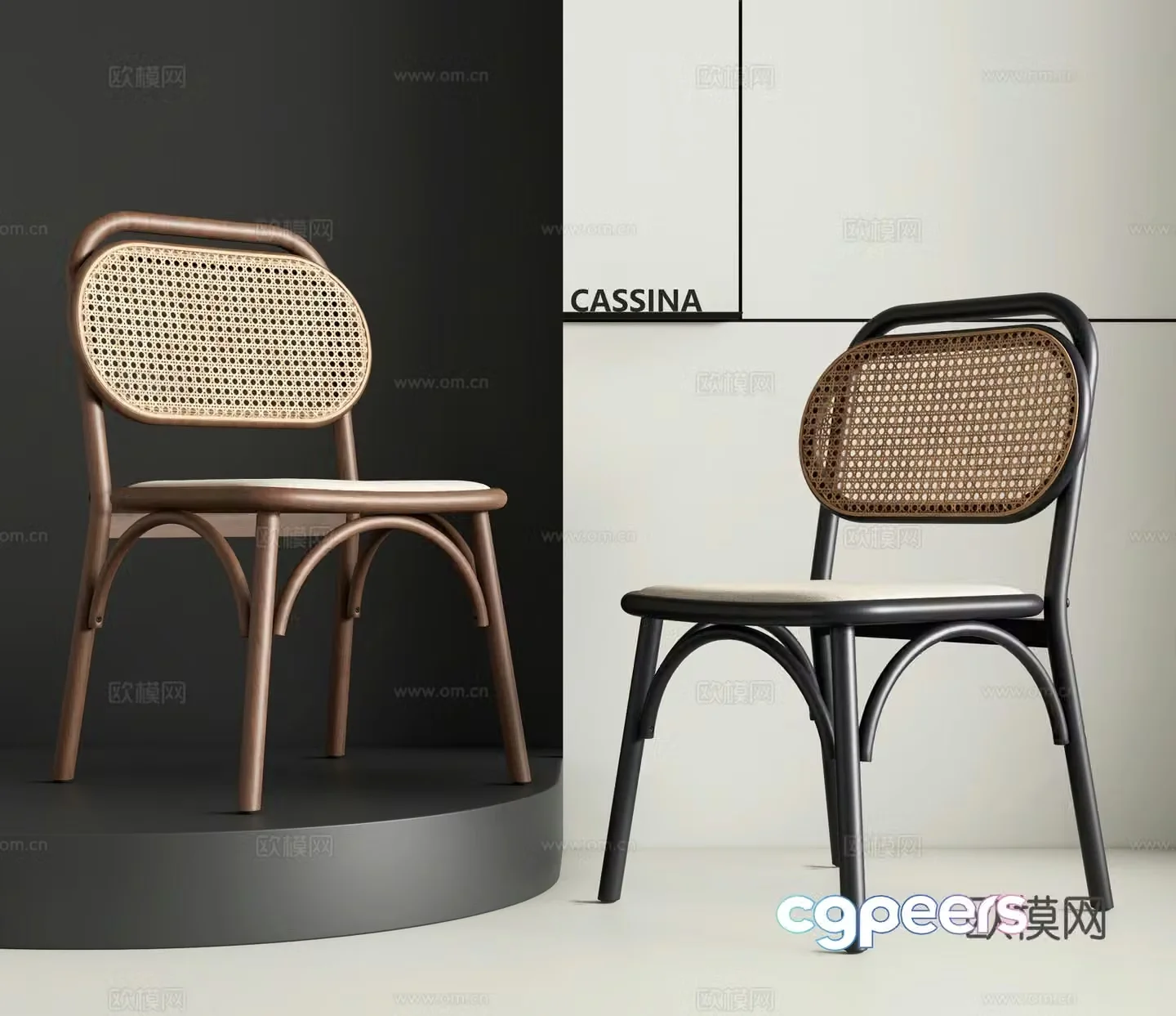 Wasabi Medium Dining Chair Rattan dining chair Wooden Chair Rattan chair Armchair Backrest Chair 3D Model