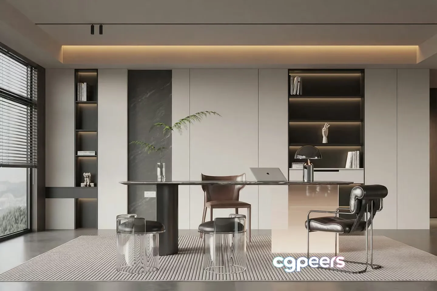 Modern Office Space 3D Model – 4579 – VRAY Render