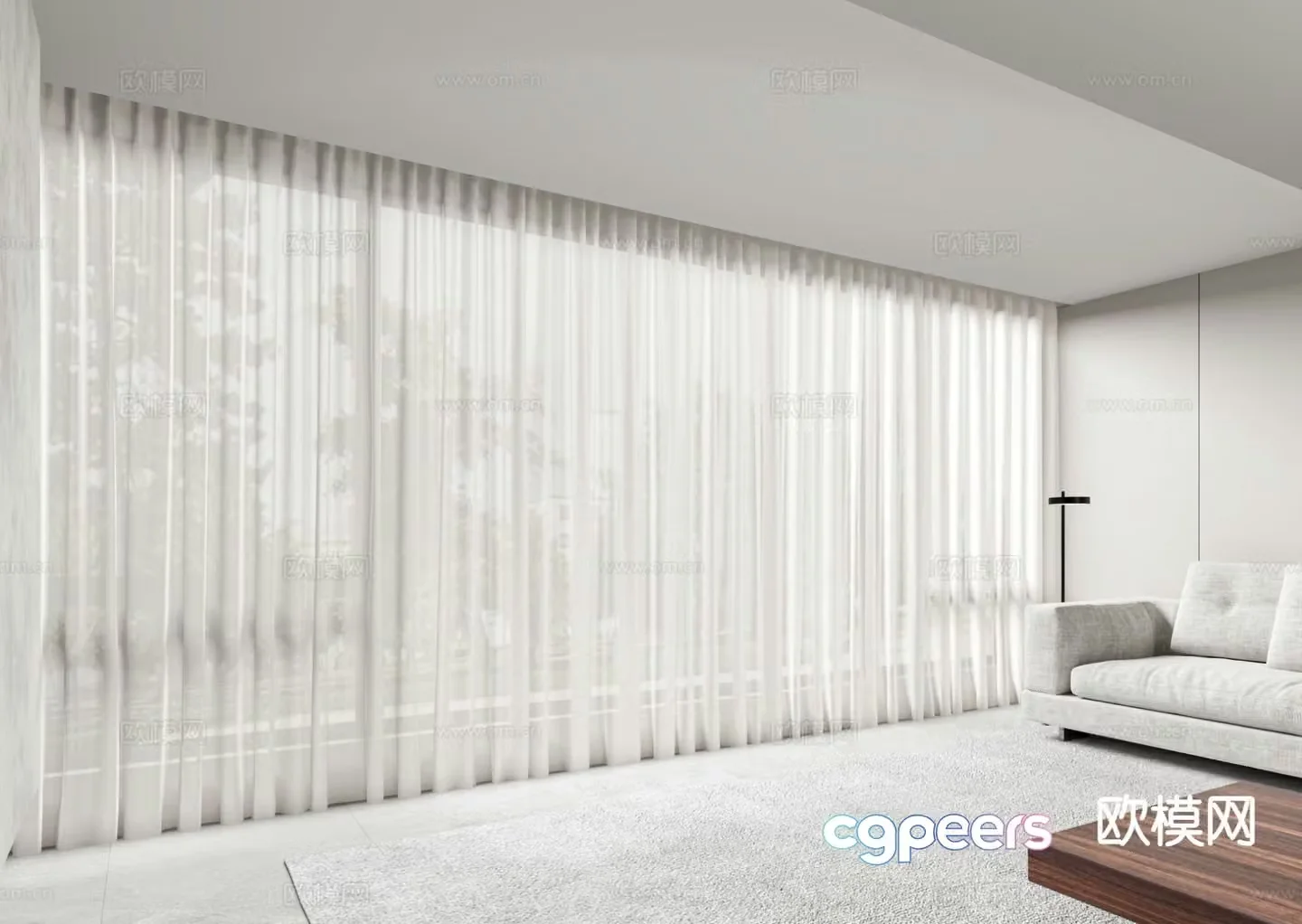 Sheer curtain universal curtain 3d model