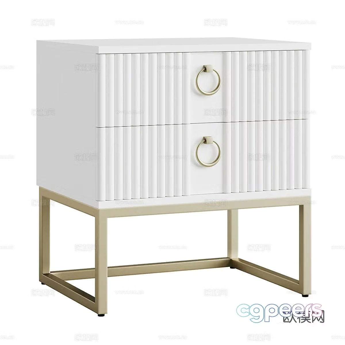 Creamy wind bedside table milky white bedside table children bedside table square bedside table storage cabinet 3d model