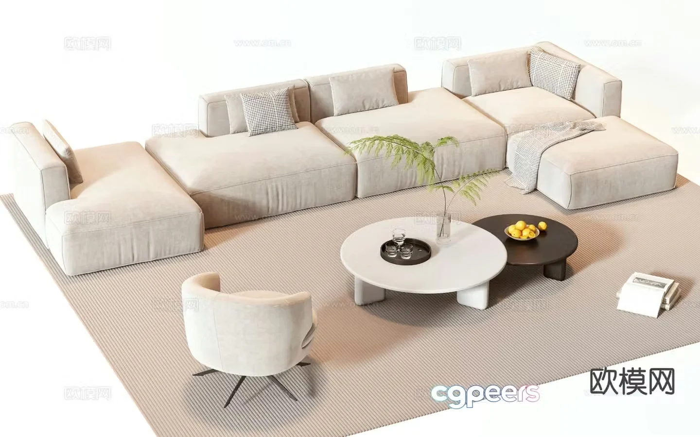 Modern sectional sofa 3d model