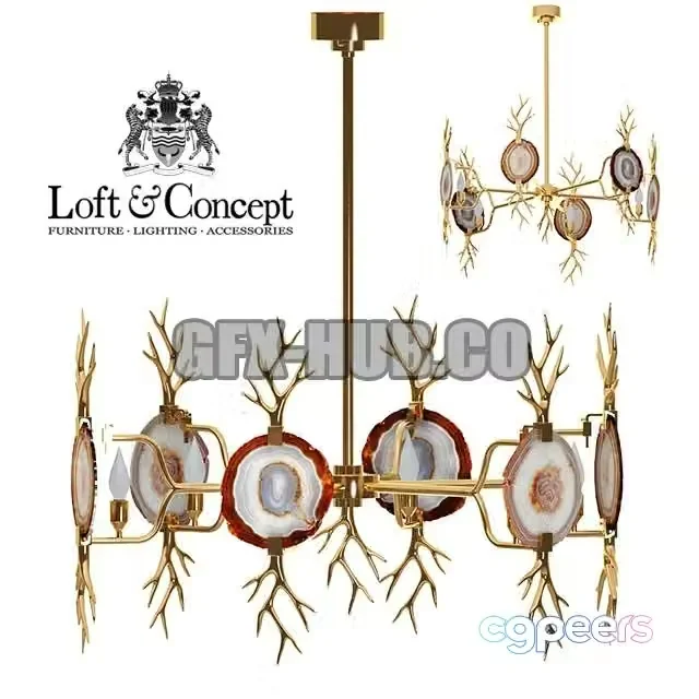 3ds Max Free – Chandelier Branch Agate Chandelier Brass emporium home