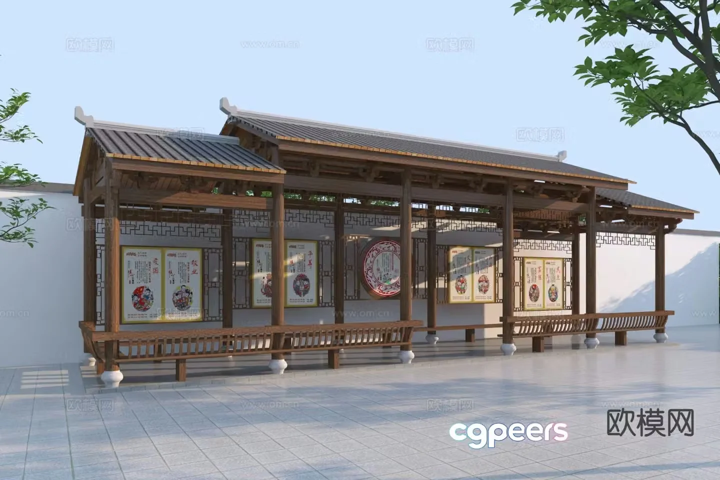 Chinese style gallery 3D model
