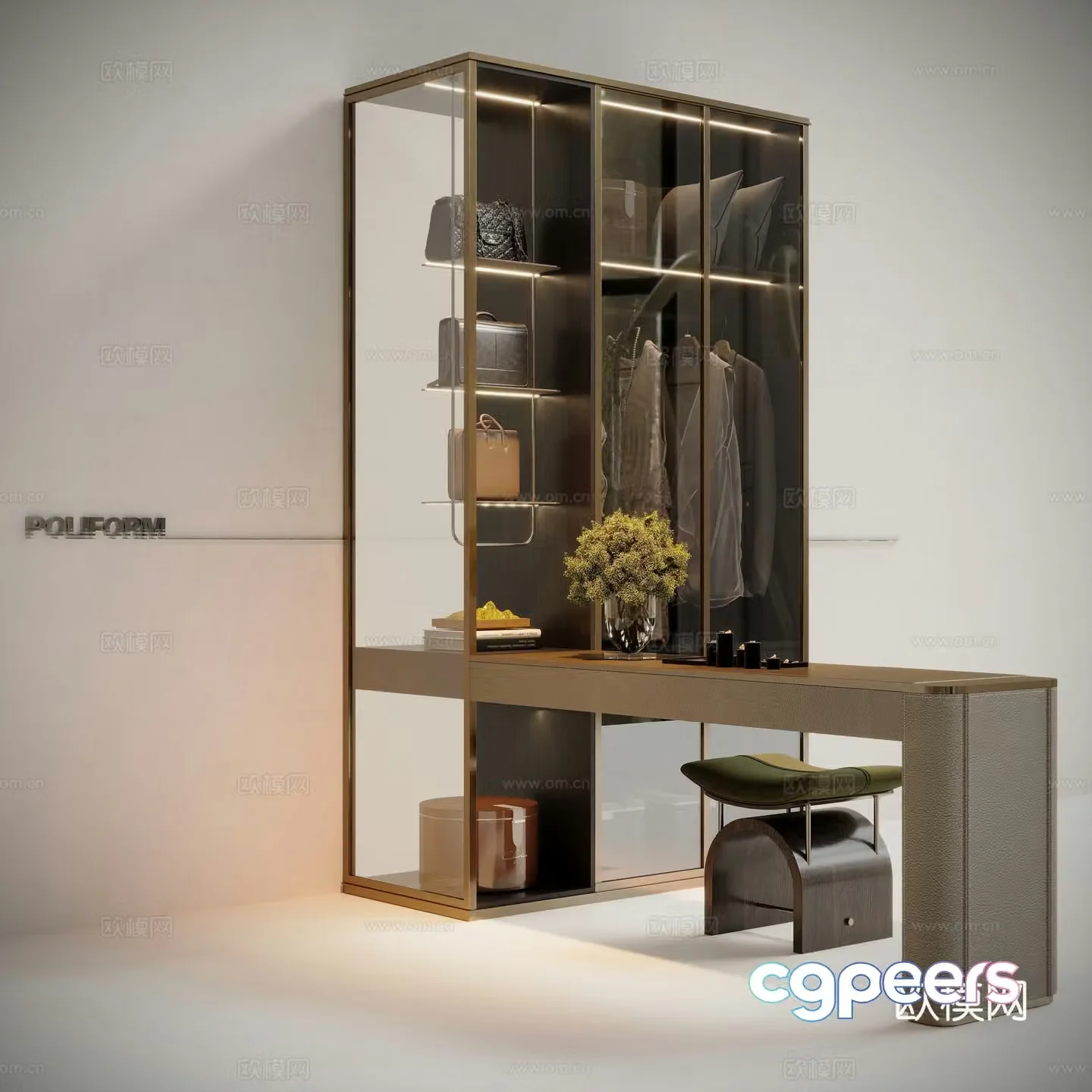 Modern glass wardrobe 3d model
