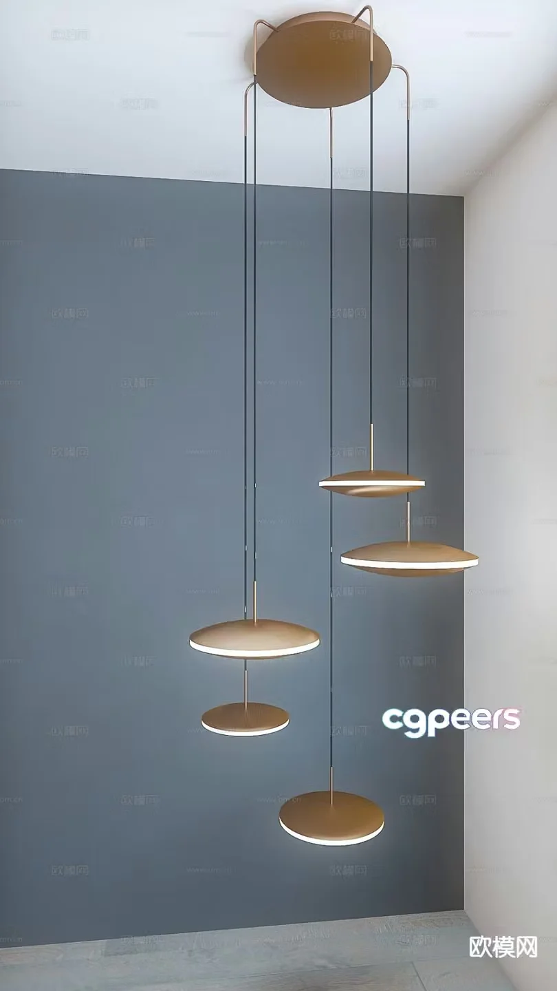 Modern flying saucer chandelier 3d model