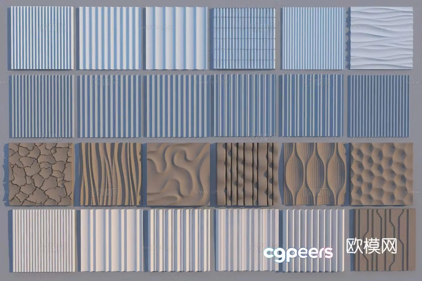 Modern wall panel combination 3D model