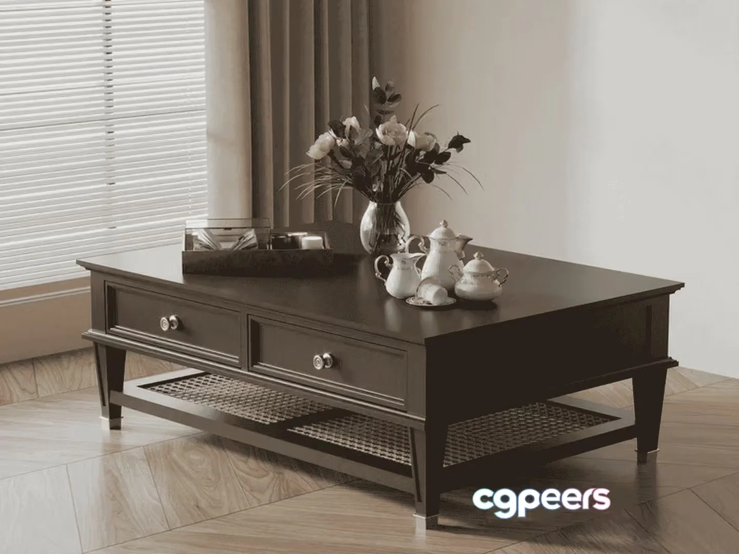 A Dark Wood Coffee Table 3D Model – 11112 – VRAY Render