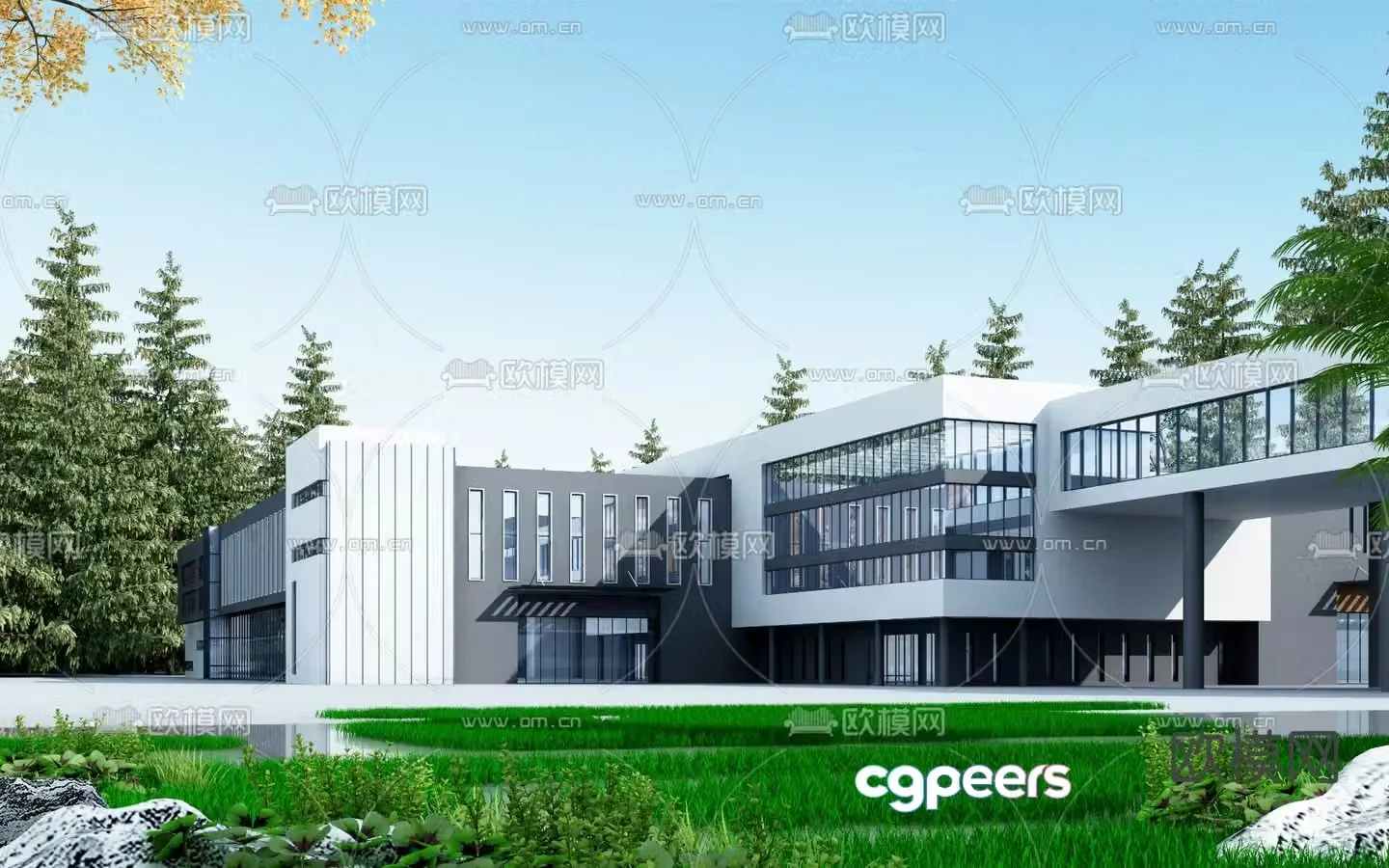 Office building exterior 3d model