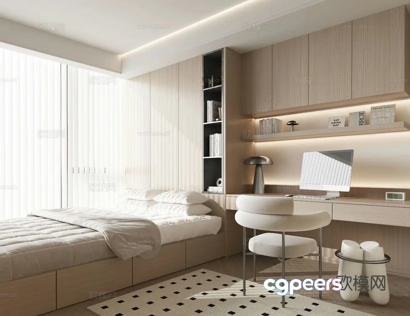 Modern tatami bedroom 3d model
