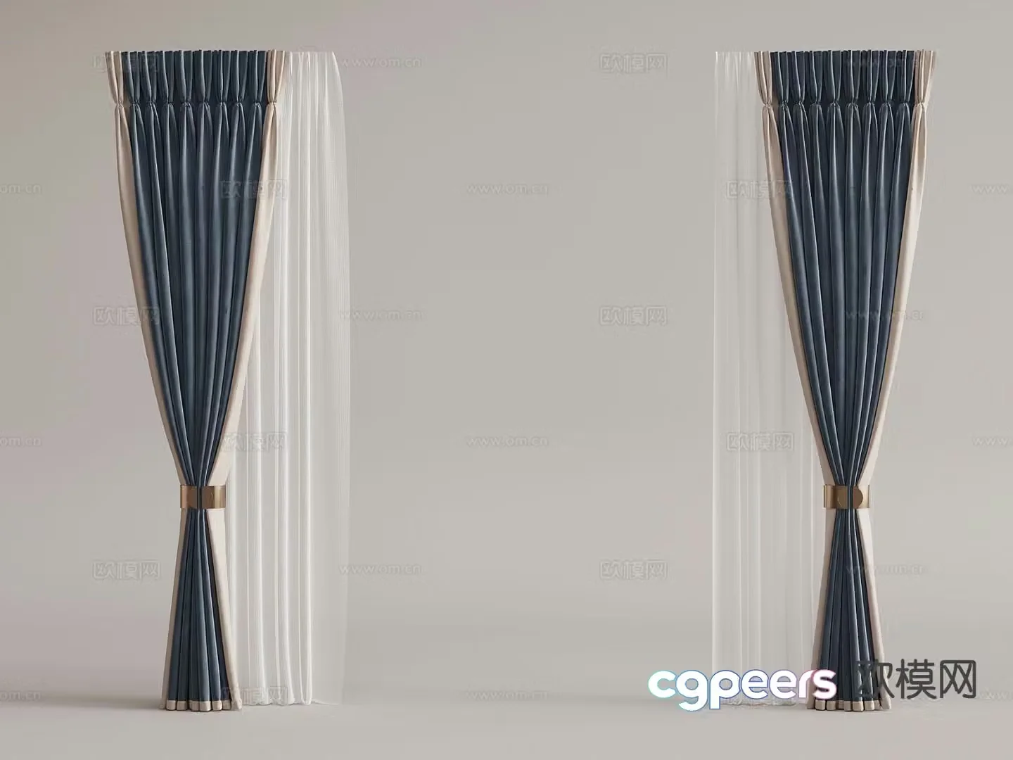 Plain curtain screen gauze curtain 3d model
