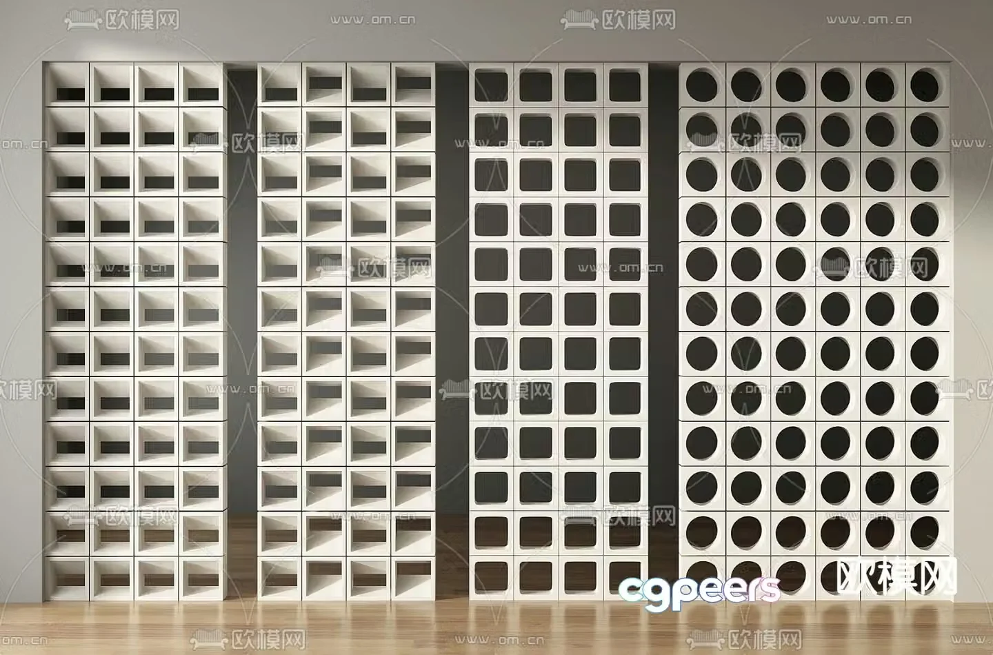 Cement brick partition hollow brick hollow brick 3d model