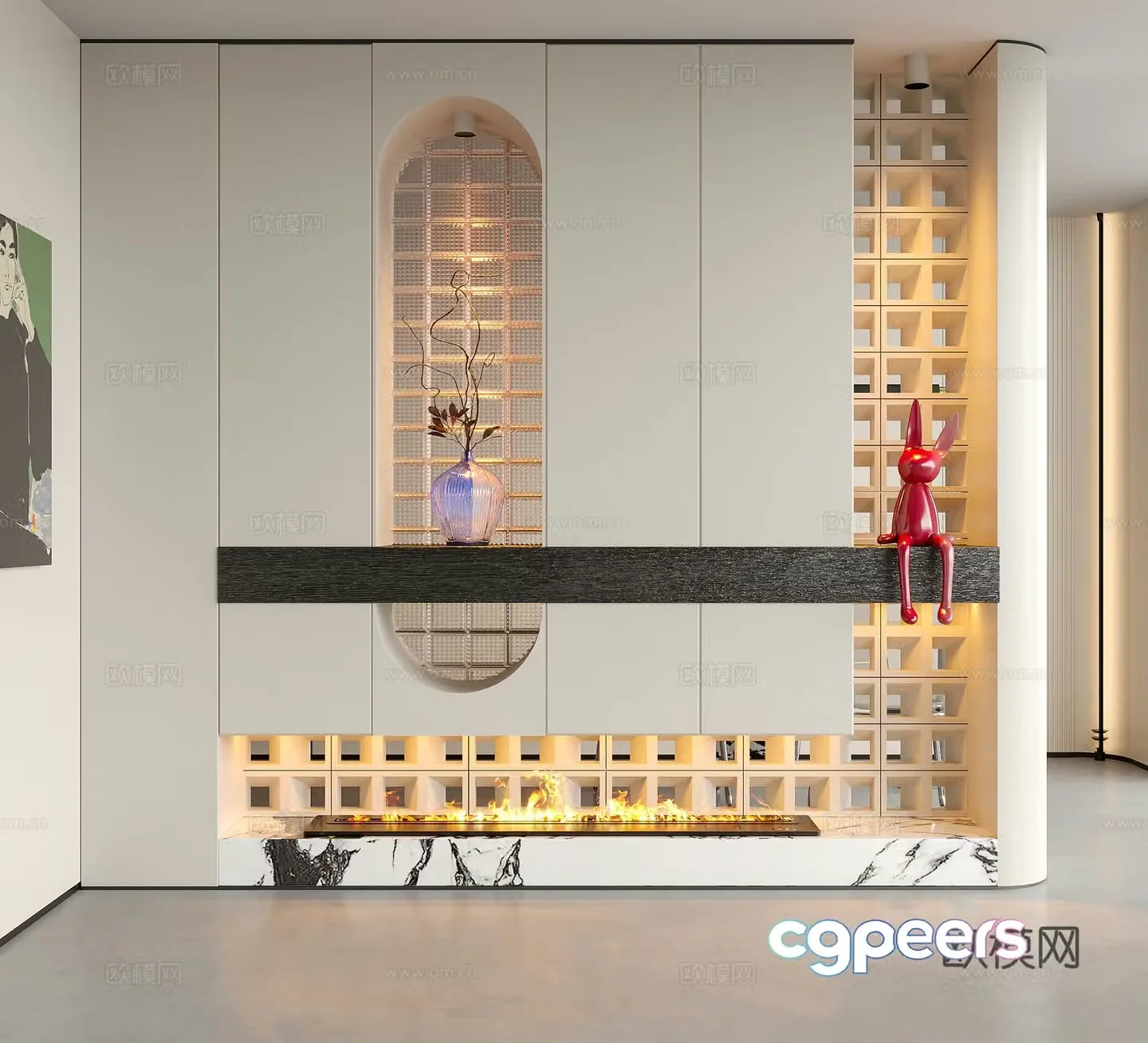 Modern decorative entrance door entrance entrance door door partition 3D model