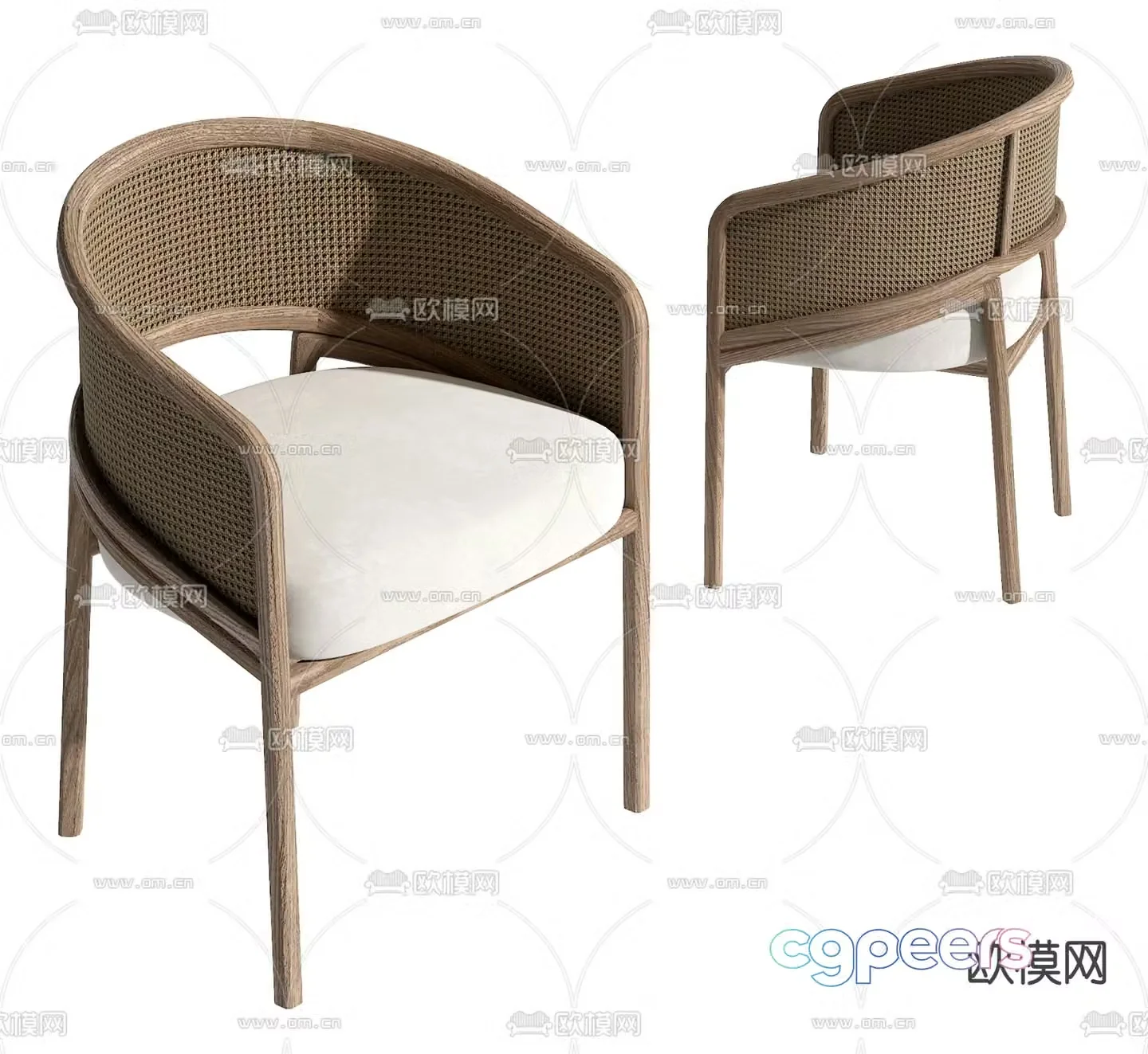 rattan chair dining chair 3d model