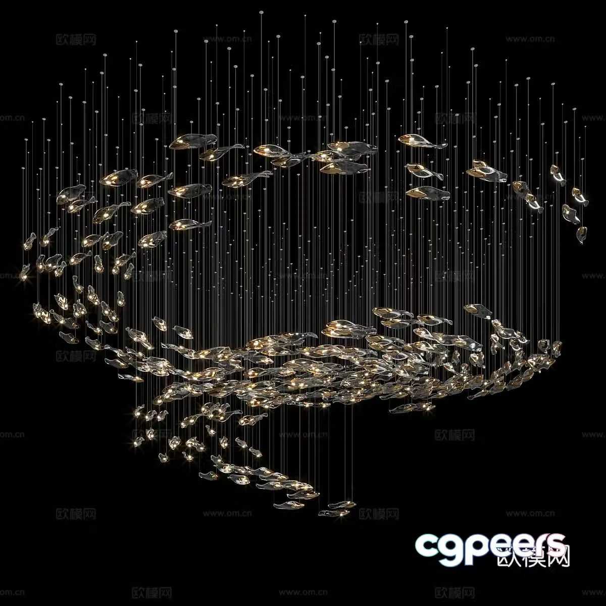 New Chinese light luxury craft chandelier 3D model