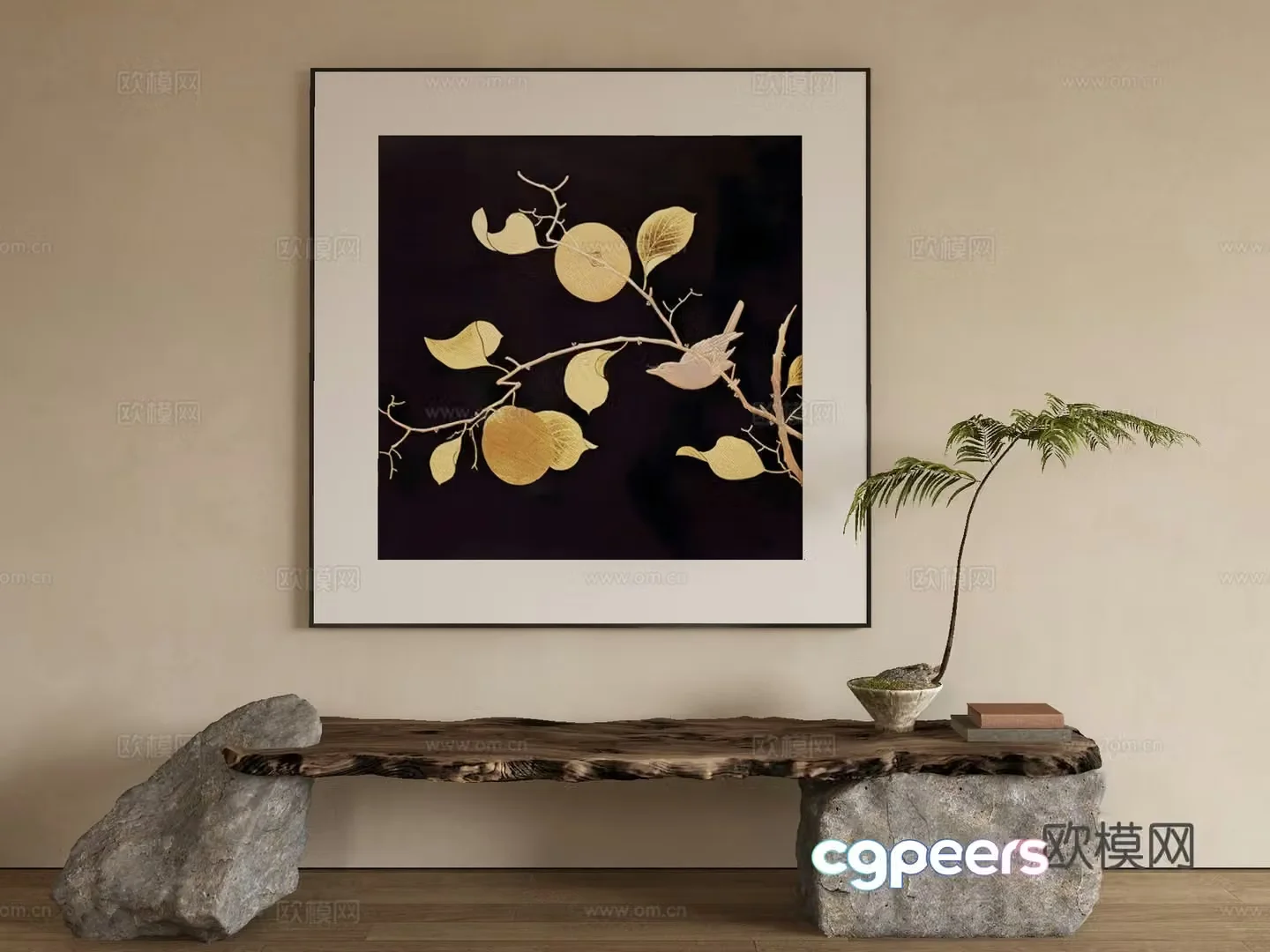 New Chinese style plant painting decorative painting 3d model