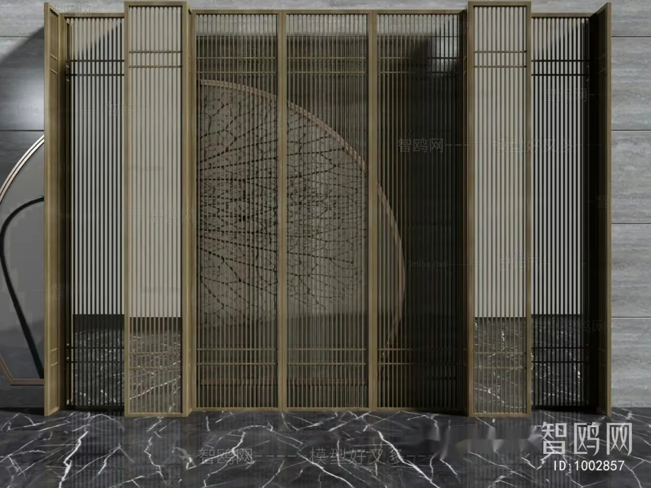 Gold And Gray Room Divider 3D Model – 11153 – VRAY Render