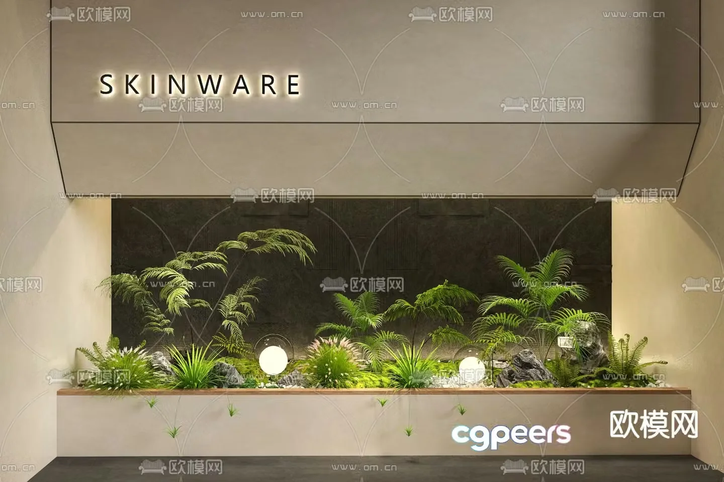 Courtyard sketch indoor landscape plant pile micro landscape 3D model