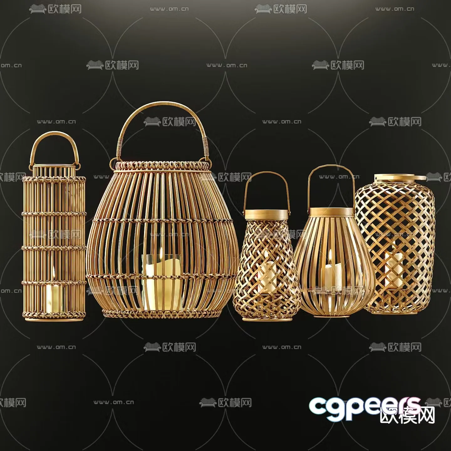 Middle-aged style bamboo table lamp 3D model