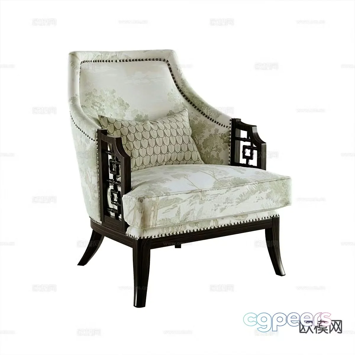 New Chinese style book chair chair leisure chair 3d model
