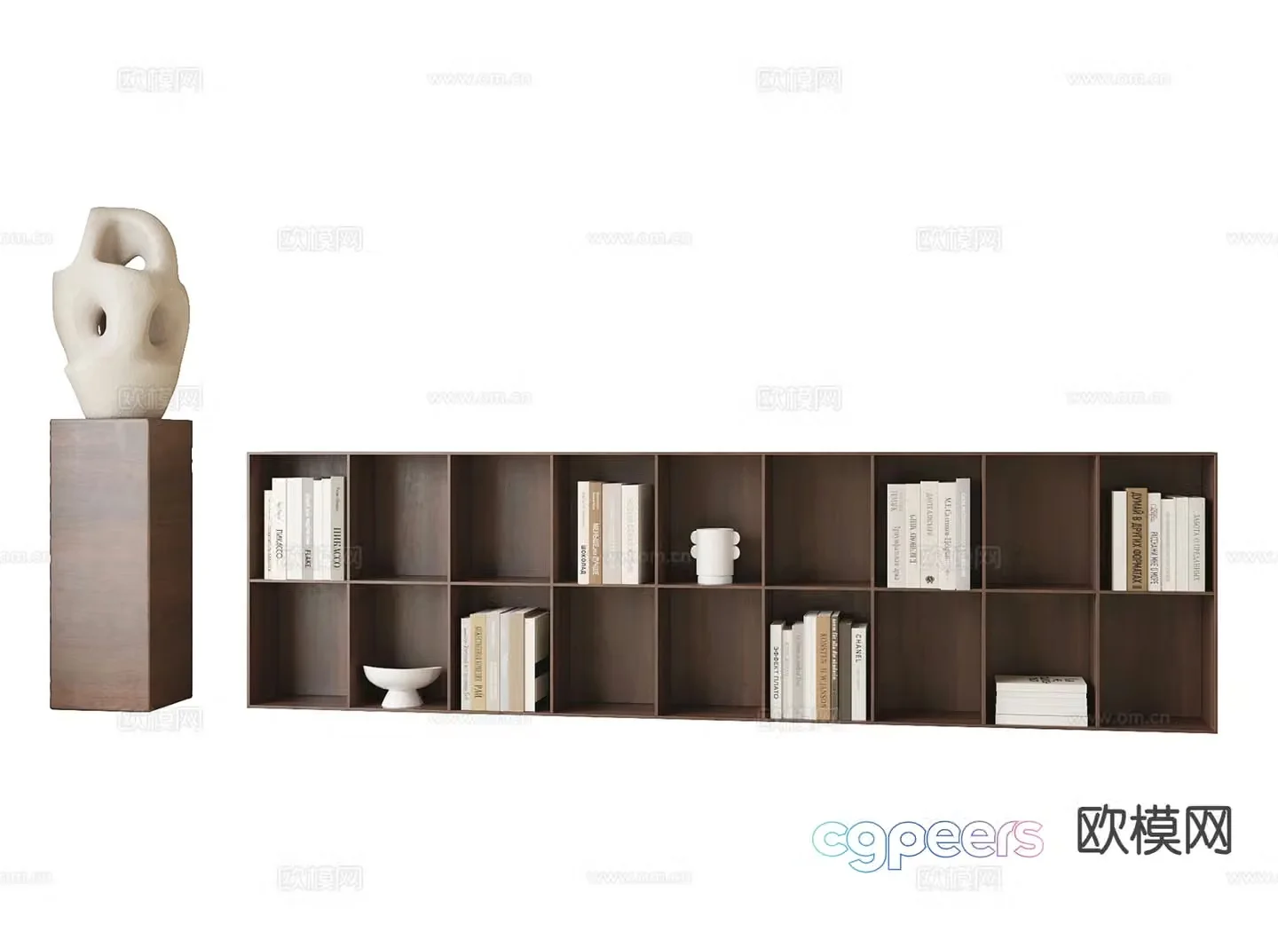 Medieval style bookcase low cabinet 3d model