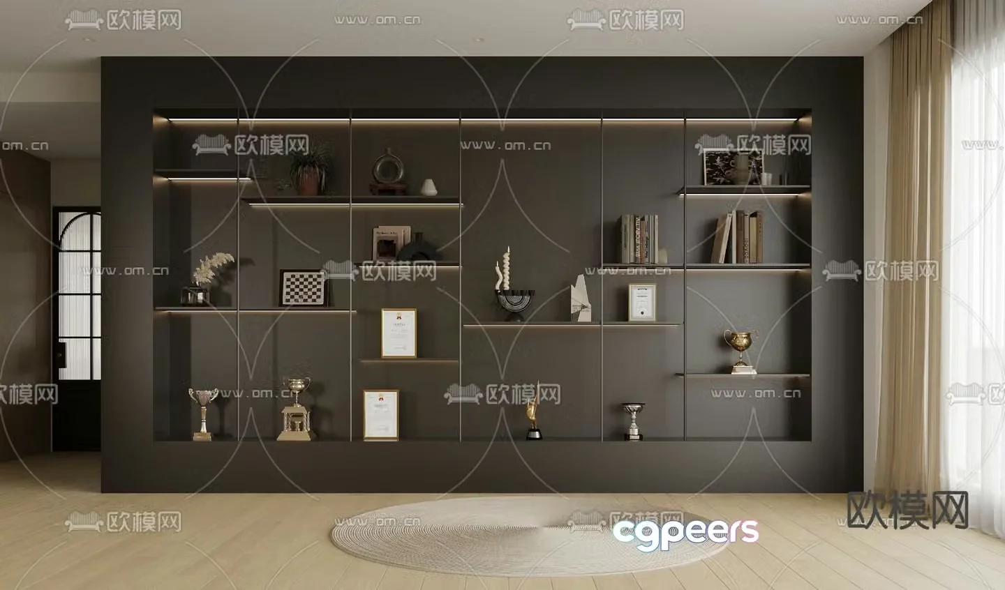 Modern decorative cabinet bookcase display cabinet 3d model