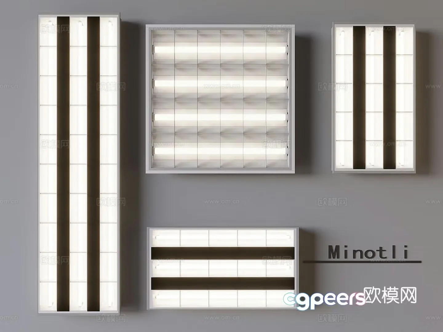 Grille light strip panel lamp lamp lamp tube 3d model