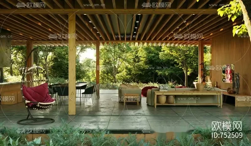 Modern Outdoor Space 3D Model – 11503 – VRAY Render