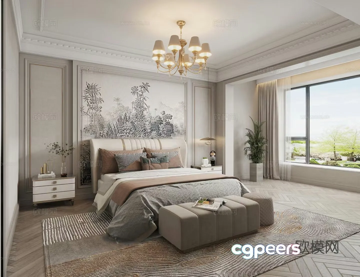 American bedroom French bedroom 3d model