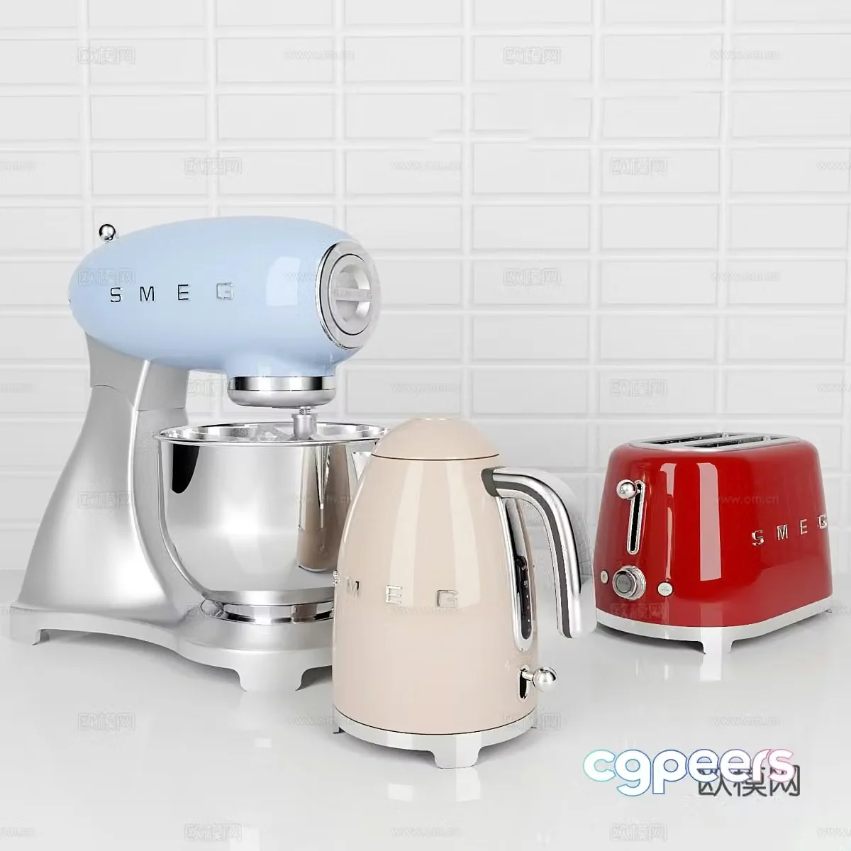 Home appliance combination daily household appliances egg beater trick-treater mixer milk beater kettle 3D model