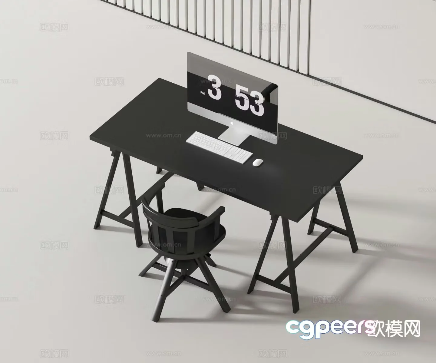 Modern computer desk and chair desk and chair 3d model