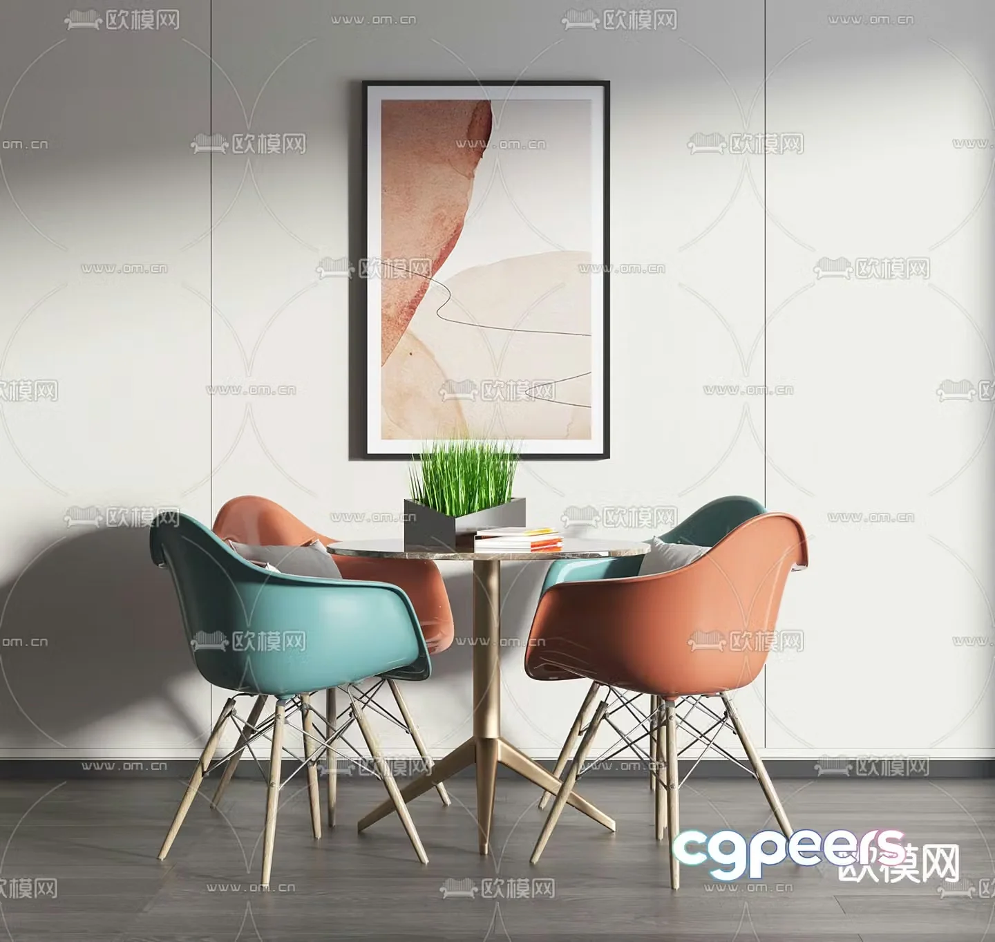 Leisure table and chair negotiation table and chair 3D model
