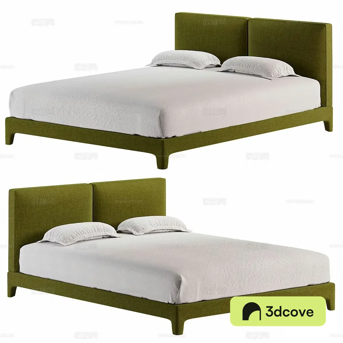 HC28 green fabric double bed