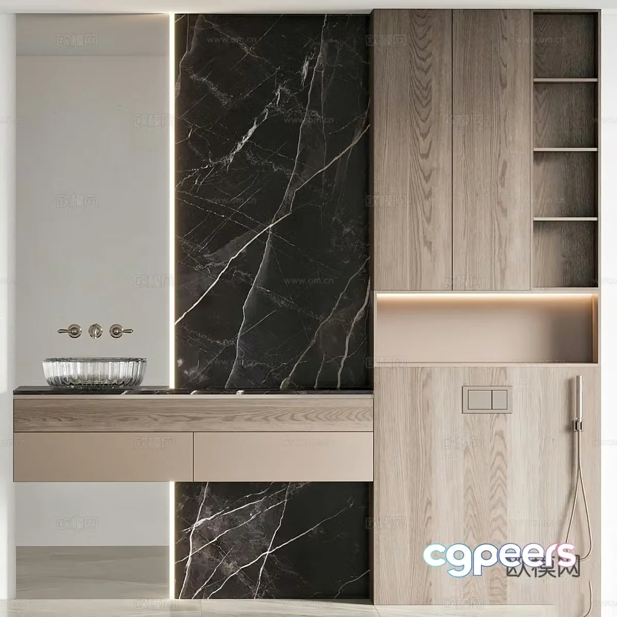 Modern minimalist bathroom cabinet 3d model