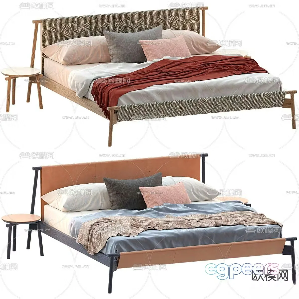 Wabi-sabi double bed 3d model