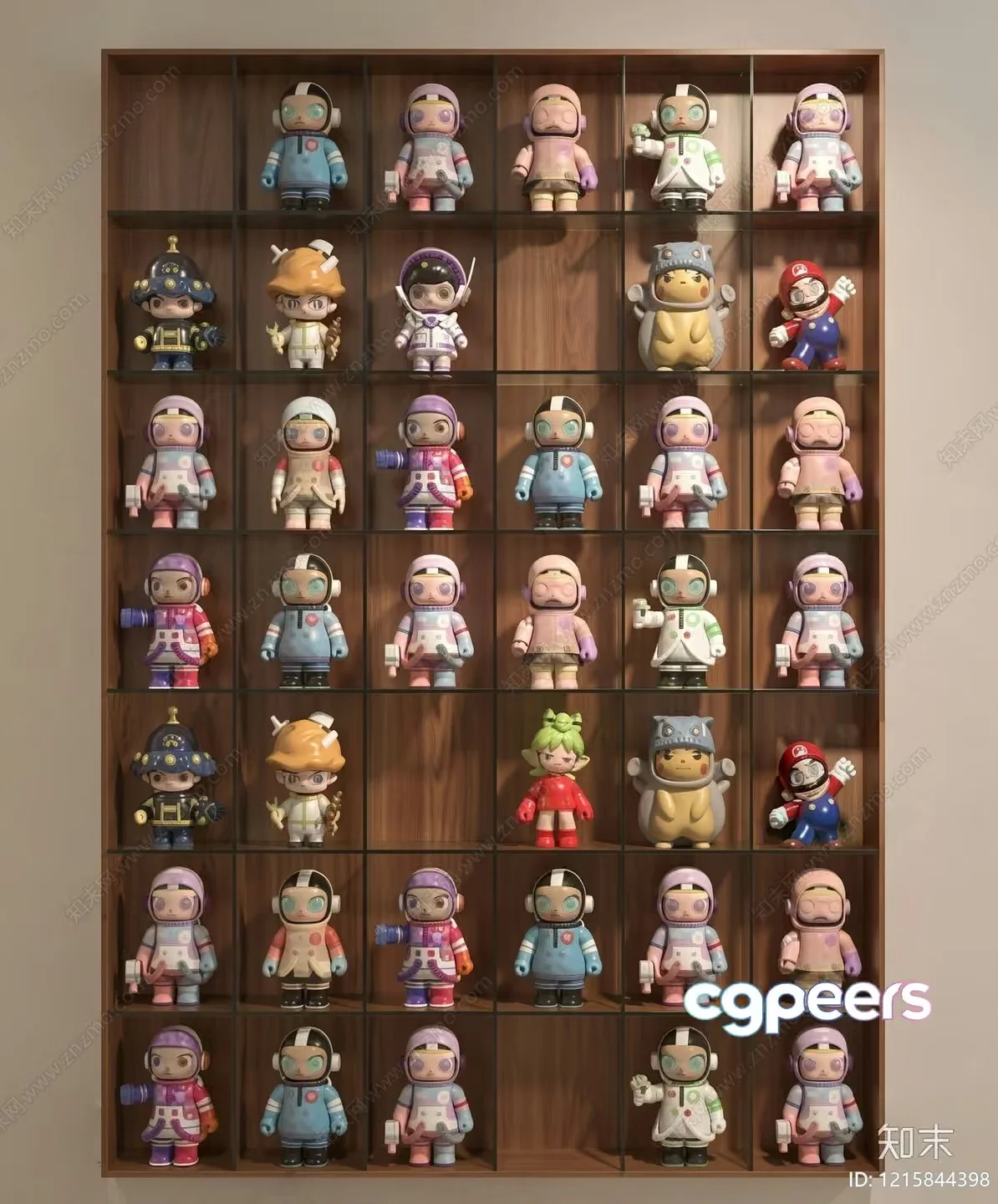 A Shelf Of Figurines 3D Model – 10981 – VRAY Render