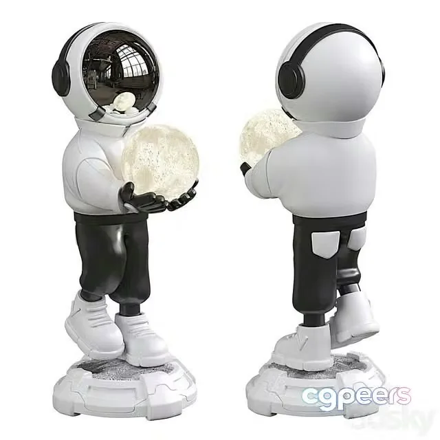 3ds Max Free – Sculpture Art Astronaut Statue Lamp