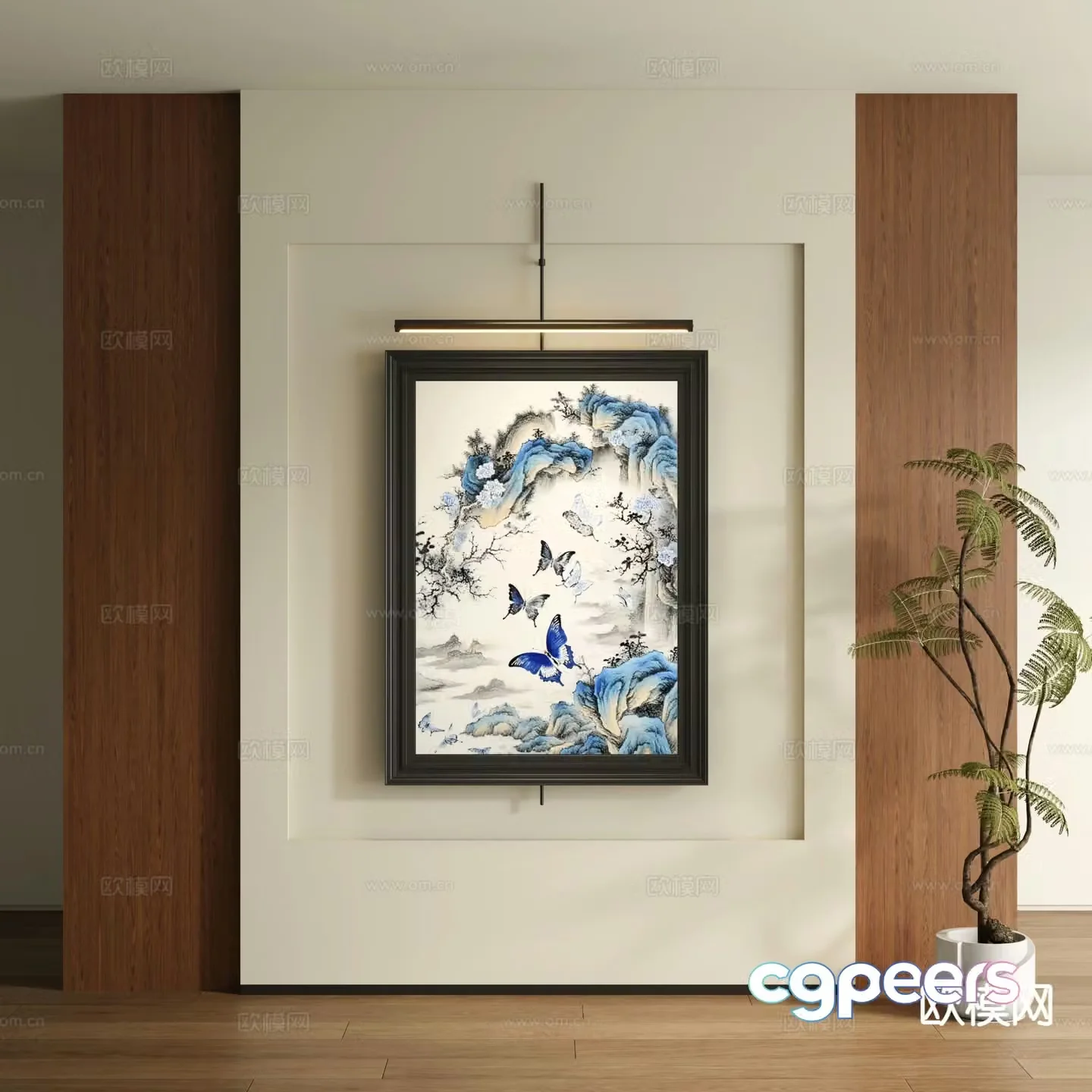 New Chinese style decorative painting art painting butterfly hanging painting 3d model