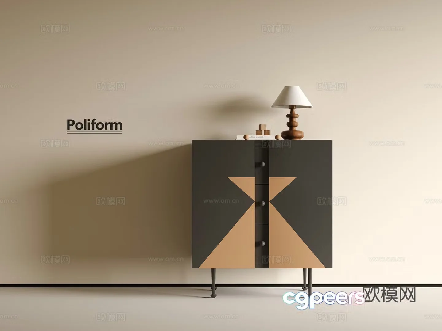 Modern medieval entrance cabinet 3D model