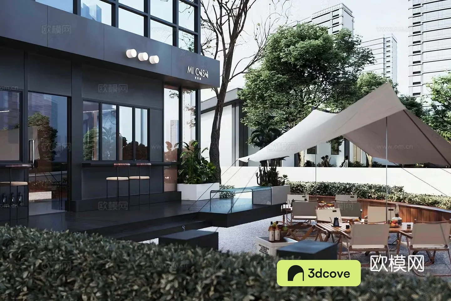 Modern cafe business outdoor