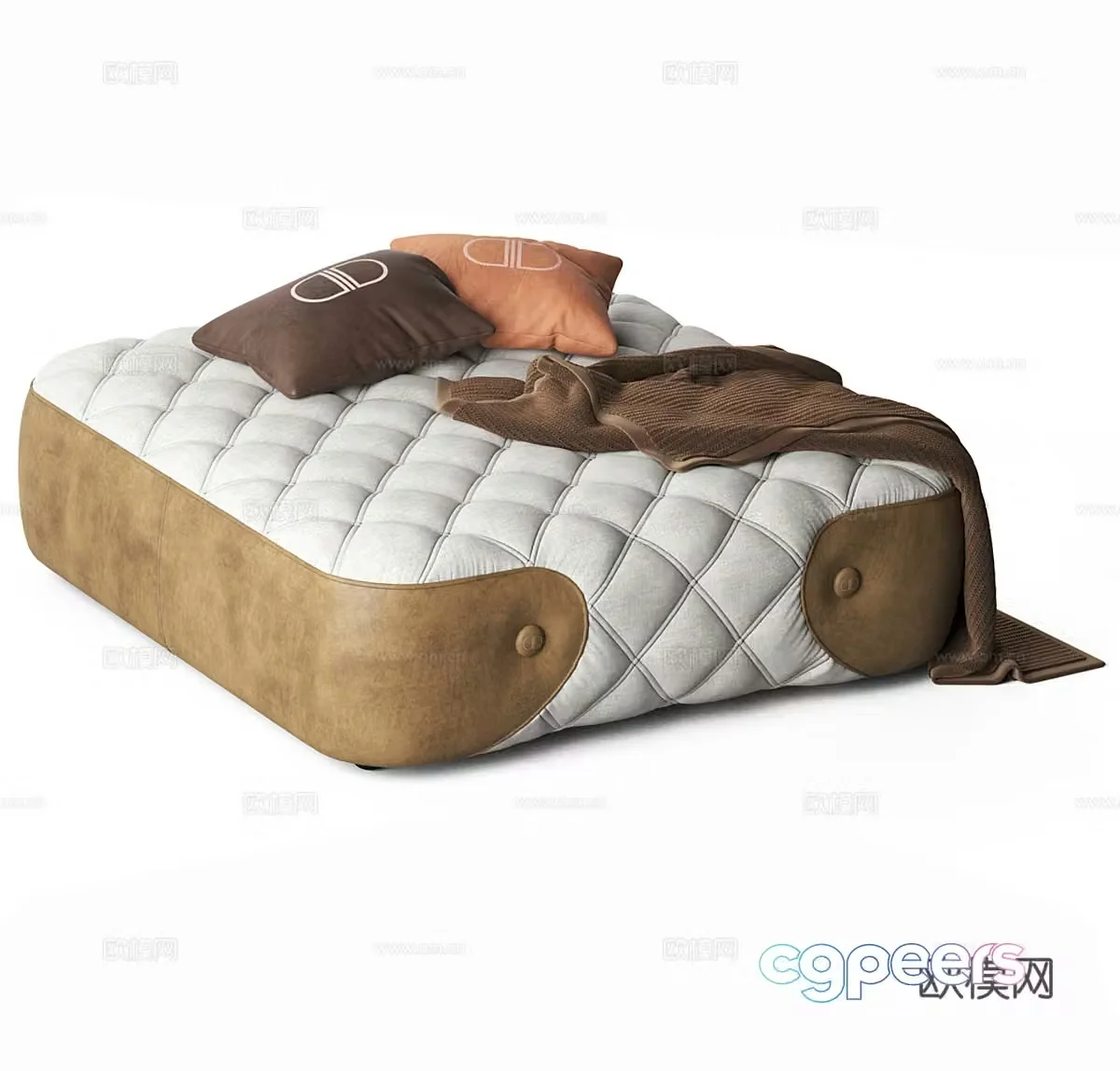 American cushion fabric sofa stool European sofa stool cushion shoe change stool 3D model