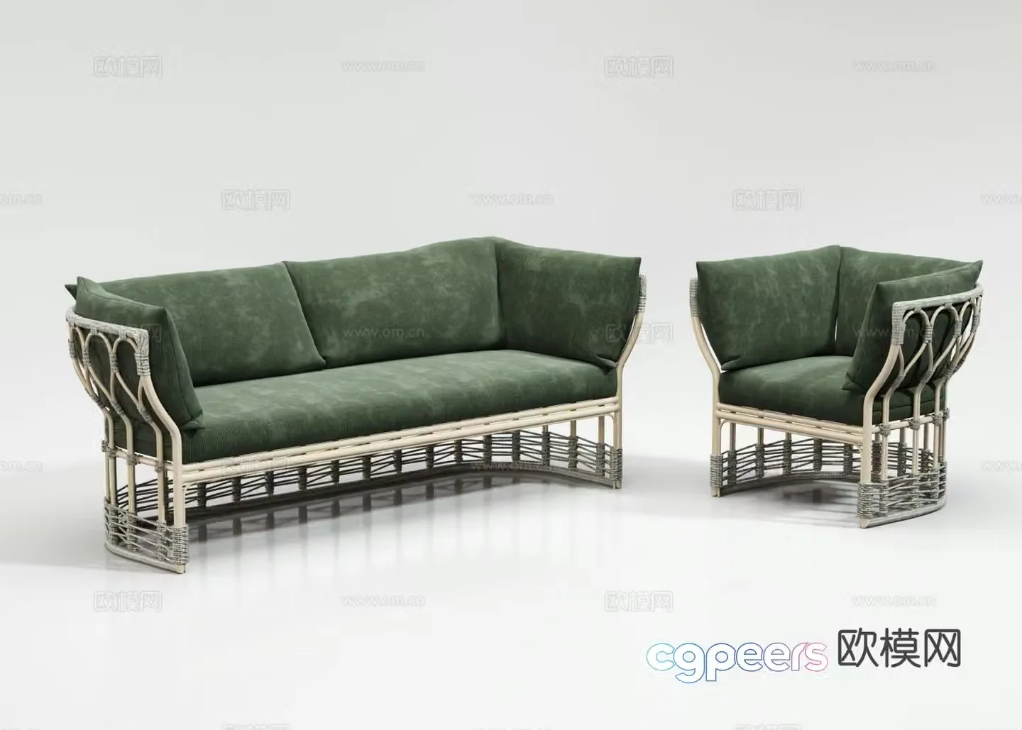 Outdoor sofa rattan sofa woven chair 3d model