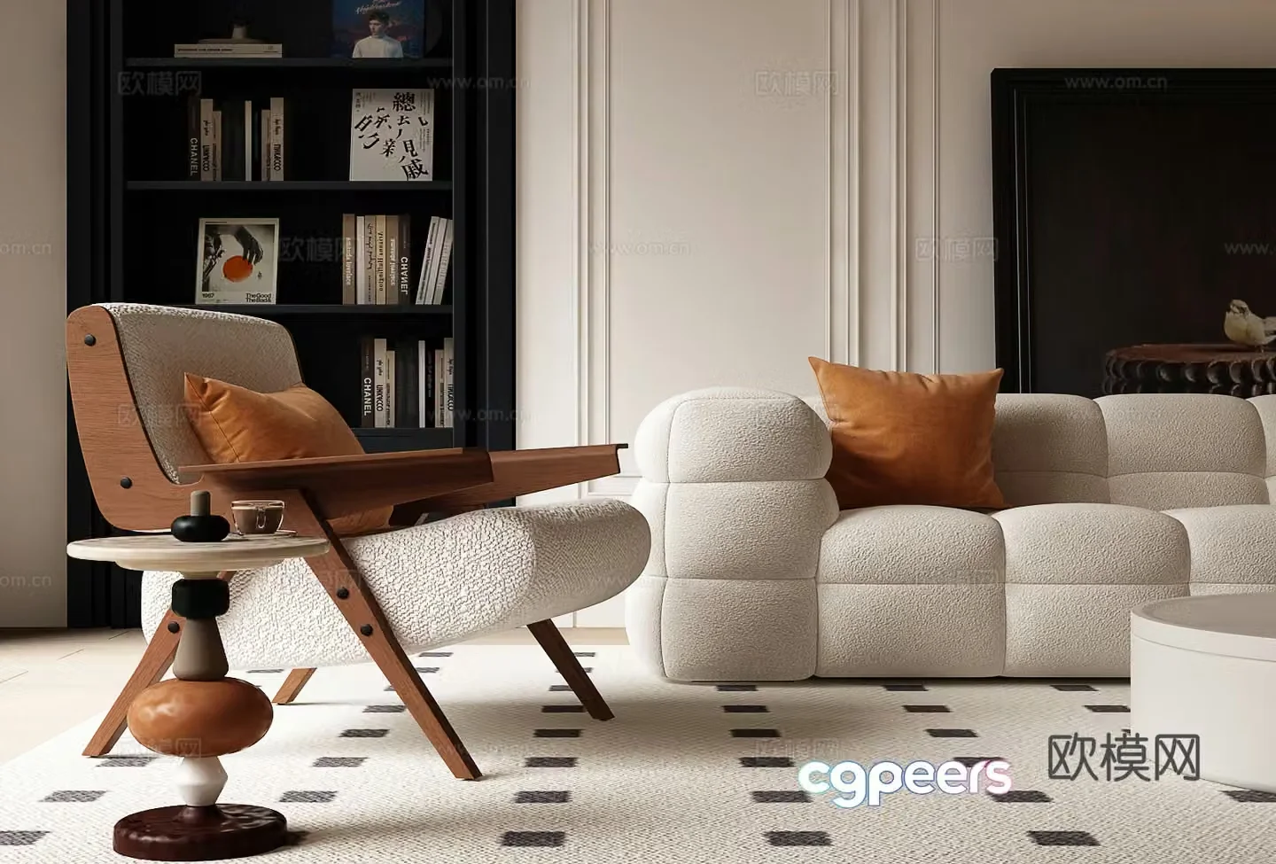 Modern French casual chair French cream sofa Modern French sofa 3d model