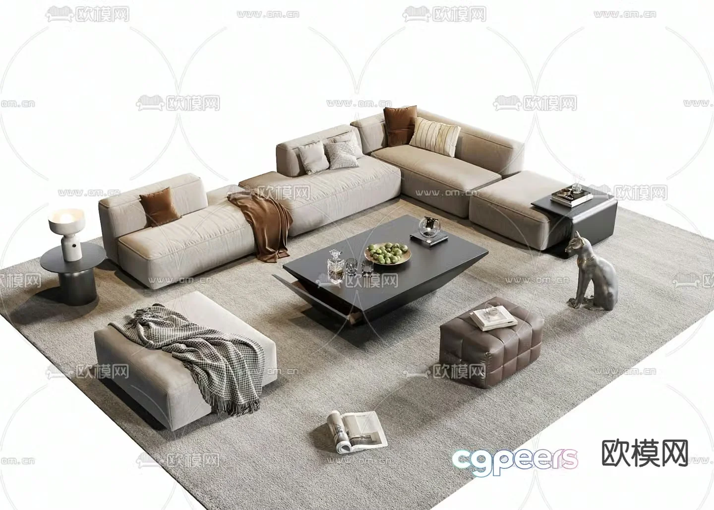 Corner sofa modular sofa 3d model